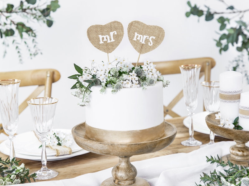 زفاف - Hessian Mr & Mrs Cake Topper, Wooden Cake Decorations, Mr and Mrs Wedding Cake Decorations, Rustic Wedding
