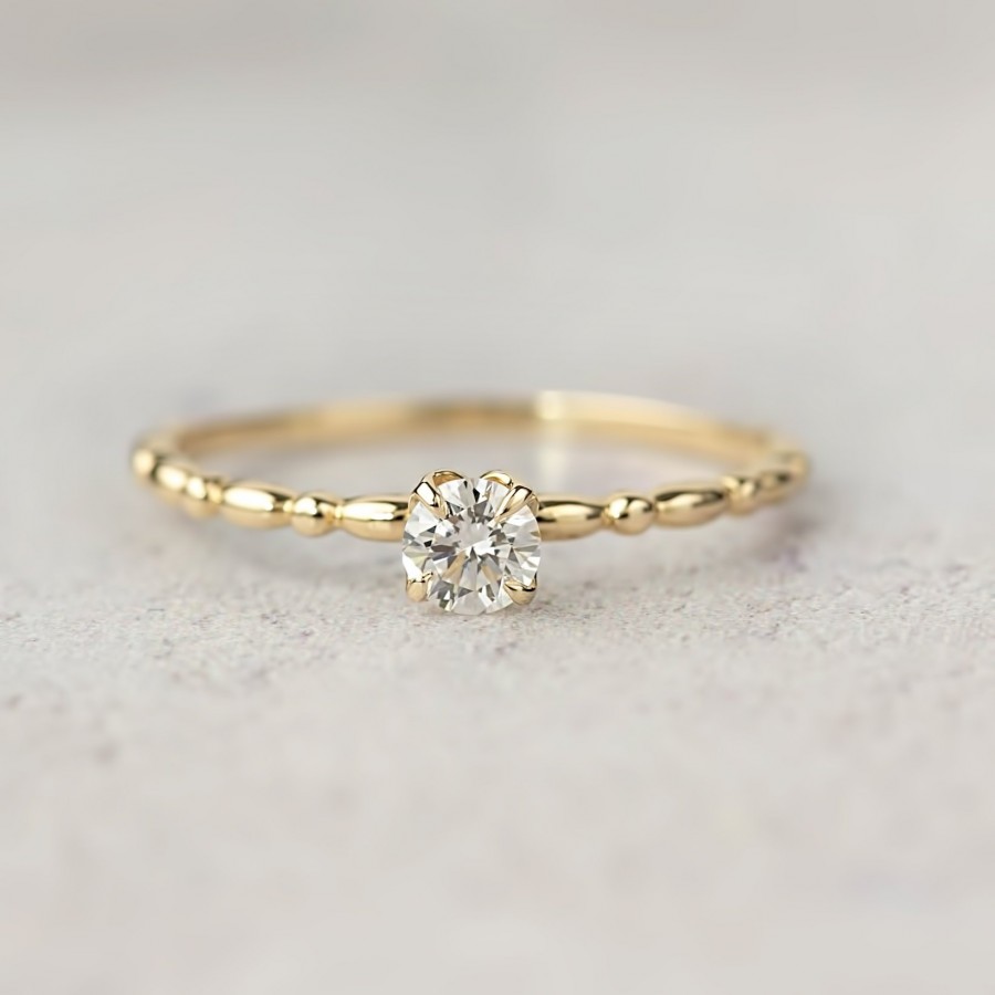 Hochzeit - 1/4ct Diamond engagement ring,brilliant cut, 4mm diamond, unique engagement ring, delicate diamond ring, 14k gold, rose gold, white gold