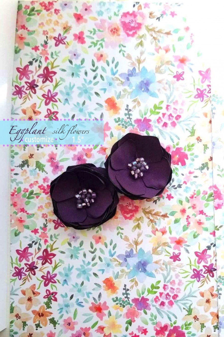 Свадьба - Eggplant Wedding Hair Accessories Plum Bridesmaid Purple Floral Hair Pins, Small Deep Dark Purple Silk Fabric Flower Bobby, hairpiece Small