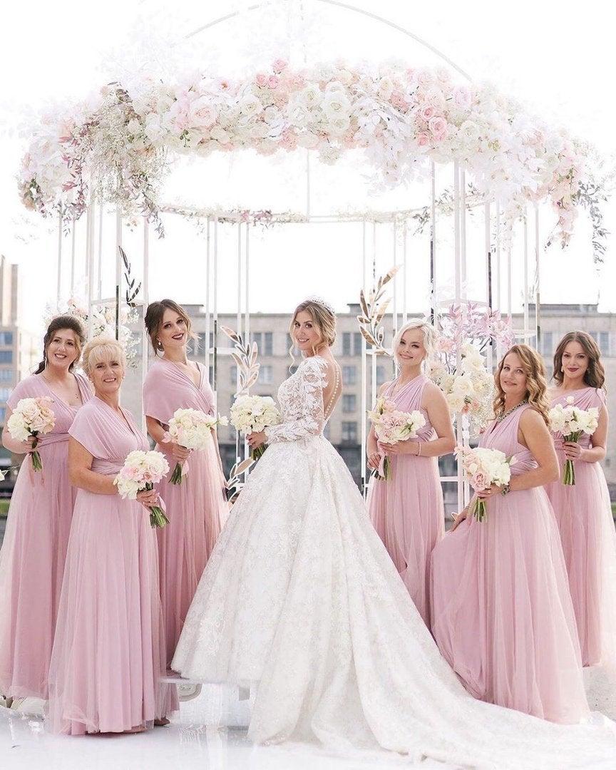 Wedding - Blush Bridesmaid dress, blush infinity dress, blush convertible dress, blush multiway dress, bridesmaid dress, blush bridesmaids, maxi dress