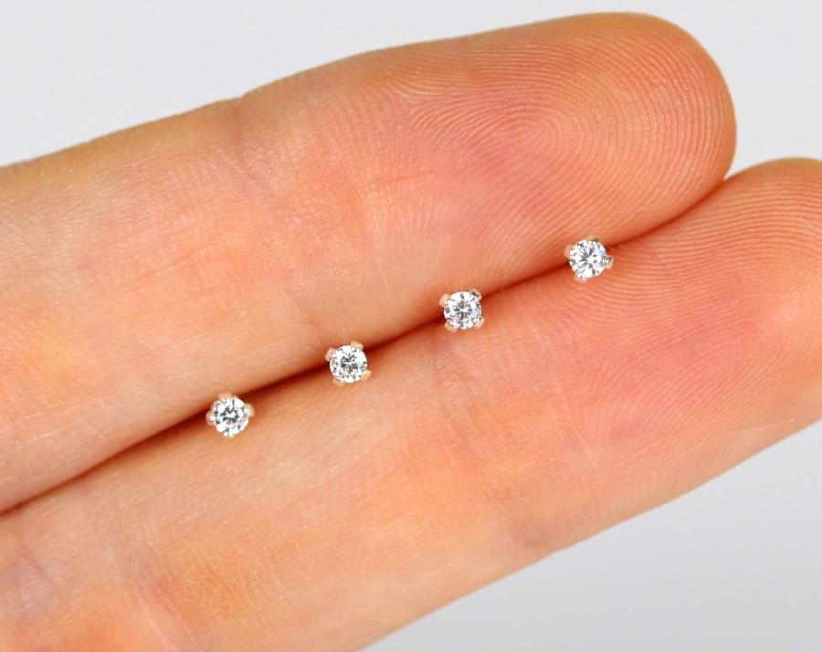 Mariage - 2mm studs, s925 silver studs, micro earrings, simple earrings, small earrings, tiny studs, boho earrings, everyday earrings, delicate studs