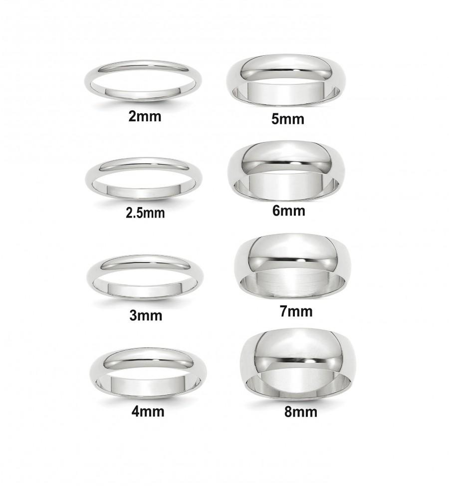 Wedding - 10K Solid White Gold Wedding Bands Rings Half Round Style with Free Inside Ring Engraving 2mm 2.5mm 3mm 4mm 5mm 6mm 7mm 8mm Widths