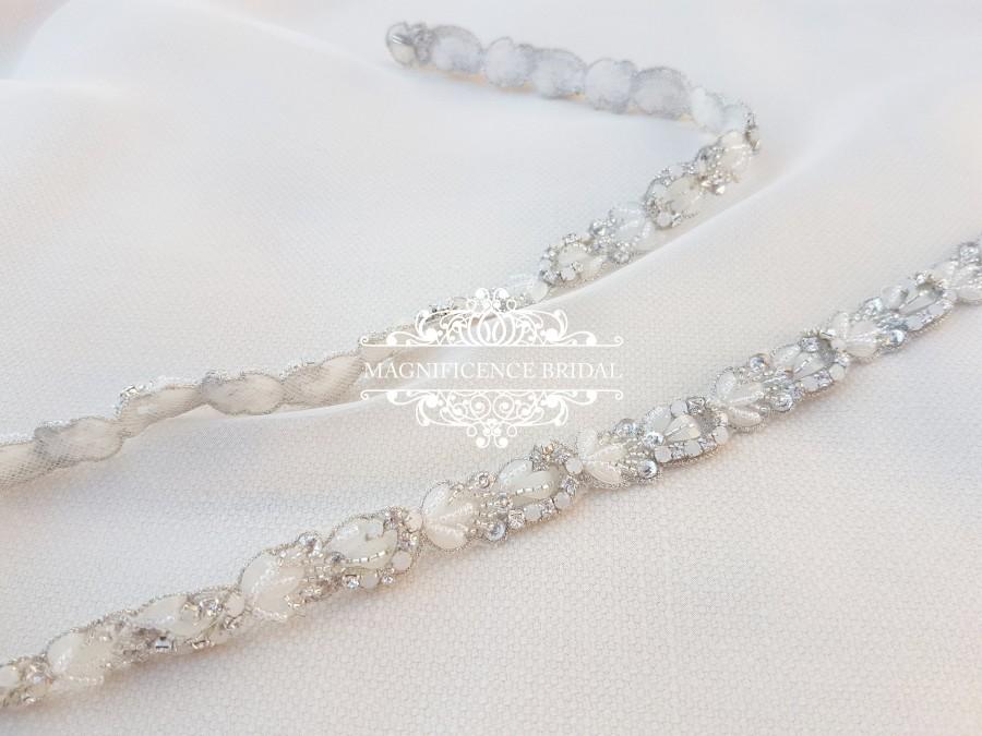 Hochzeit - Thin wedding belt, bridal belt, thin bridal sash, thin pearl belt, thin bridal belt, pearl bridal belt, wedding belt, half inch belt GIGI