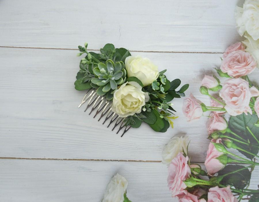 زفاف - Flower Hair comb, Bridal hair comb, Ivory hair piece, Wedding headpiece, Wedding hair piece, Bridesmaids hair clip