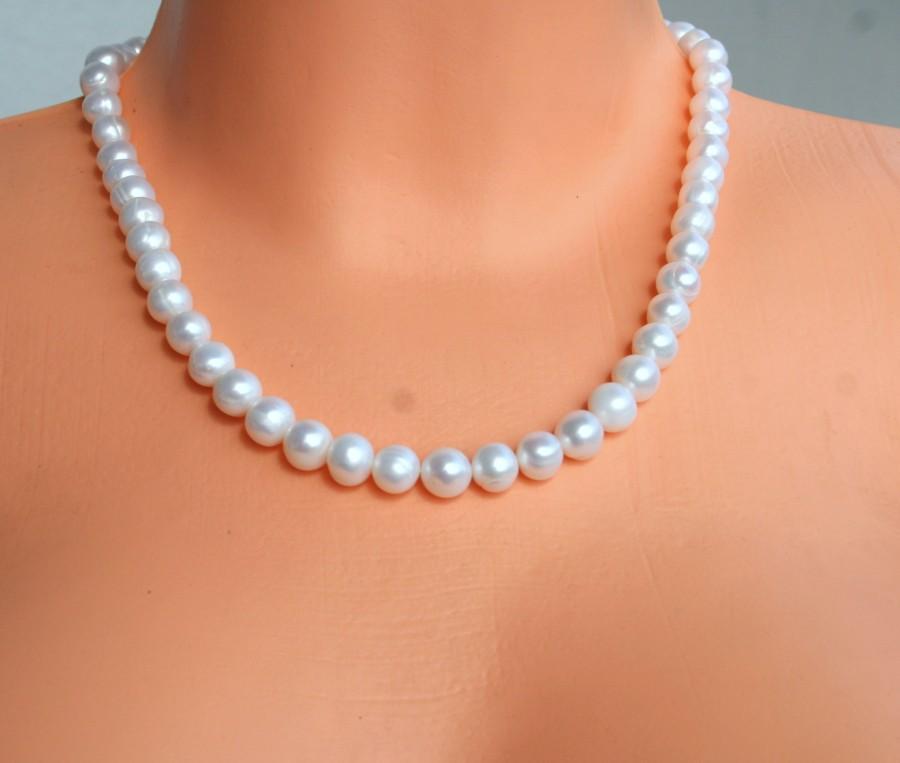 زفاف - freshwater pearl necklace, AAA+ snow-white pearls, wedding necklace, bridal pearl necklace, high quality necklace