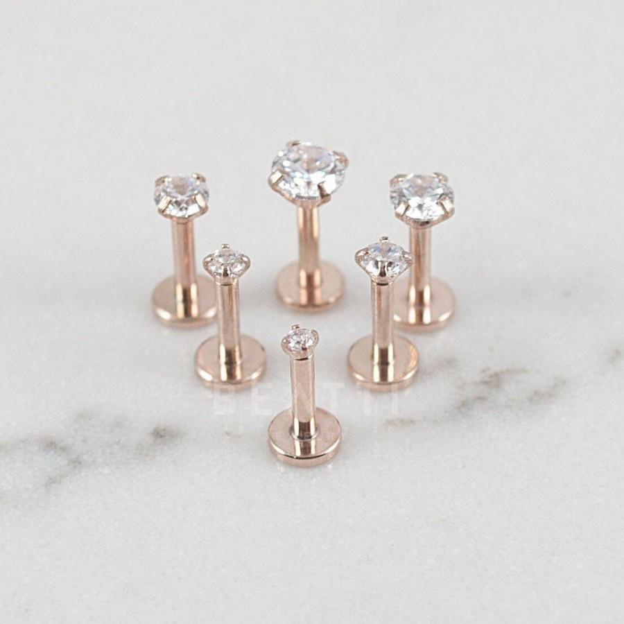 Hochzeit - 16G Tiny 1.5mm - 4mm Rose Gold Tragus stud / Cartilage earring/Tragus stud/Internal thread/Lip rings/Monroe/Forward helix