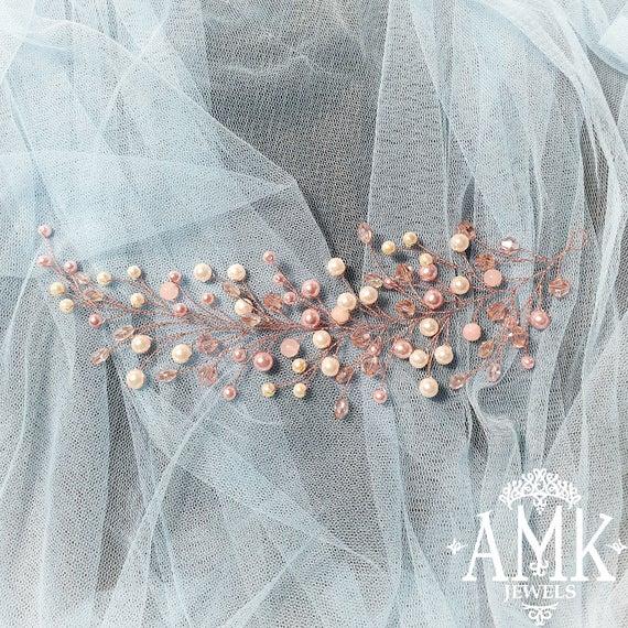 Свадьба - Free shipping hair vine for bridesmaid, wedding hair wreath, bridal hair wreath, bridesmaid hair accessory, pink hair accessories, hair vine