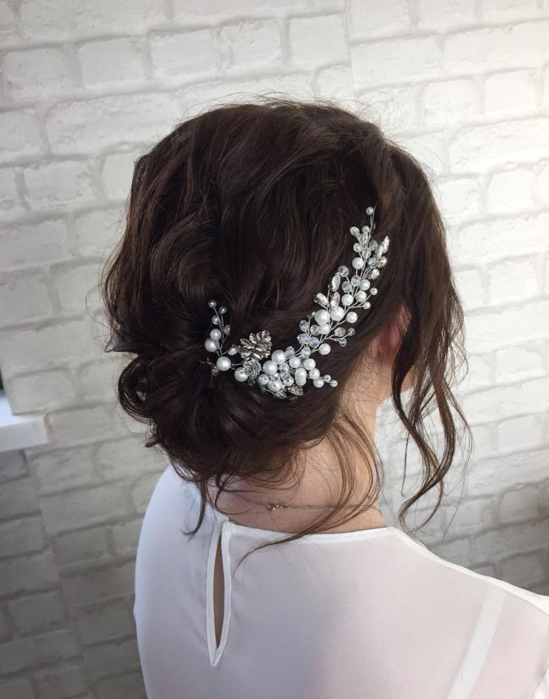 زفاف - Wedding accessories for hair, hair vine, BridalHair Accessories, Silver Hair Piece Bridesmaid, hair jewelry for bride, bride hair piese