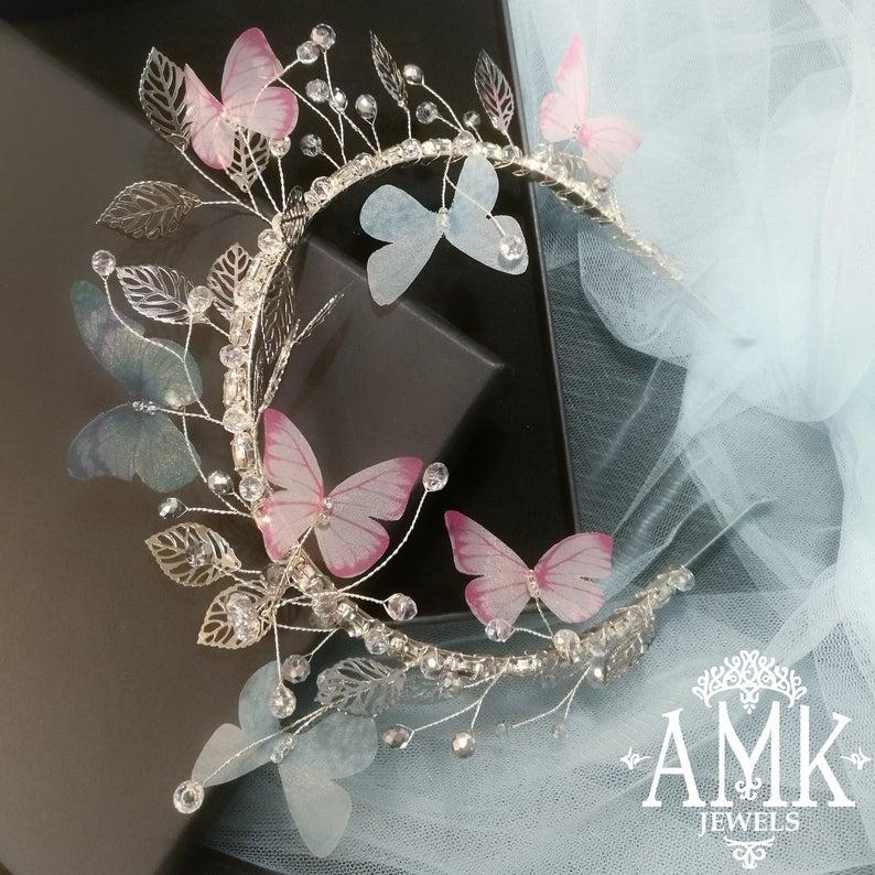 Mariage - butterfly crown, butterfly headband