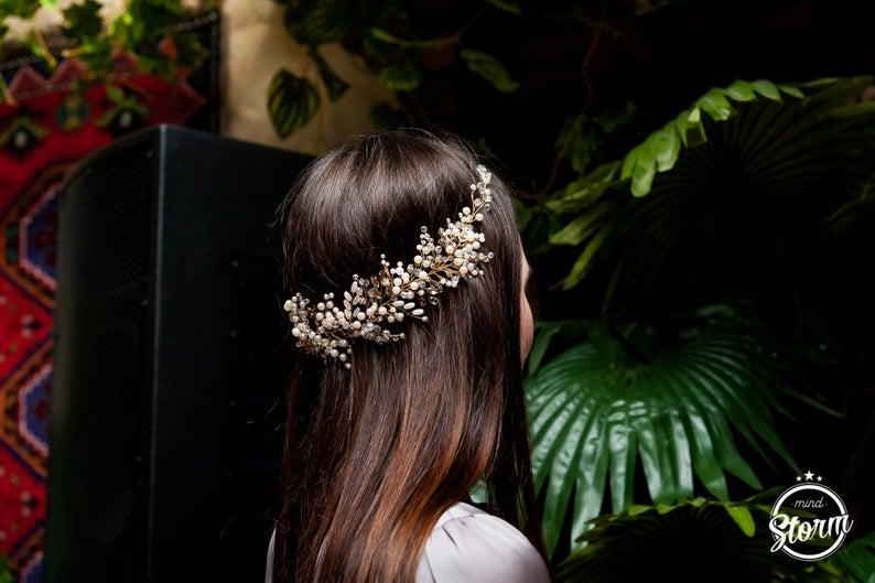 Свадьба - Exclusive very long Wedding vine, bridal wreath, wedding headpiece, Bridal Headpiece, Wedding Hair Accessories, bridal wreath, wreath, vine