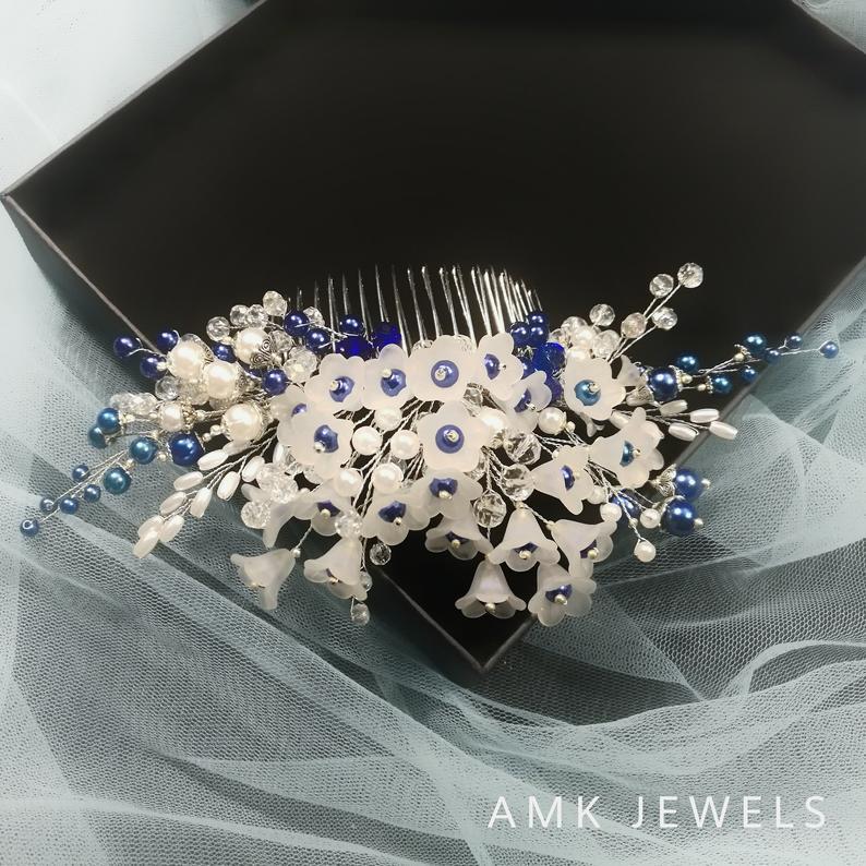 زفاف - Royal blue hair accessory, bridesmaid hair accessory