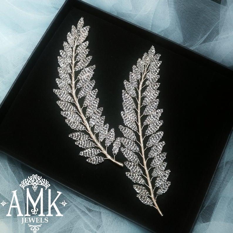 Wedding - Greece style hair accessory, Greece hair wreath, Greek hair vine, Greece bridal style, bridesmaid leaves for hairstyle, feather hairstyle