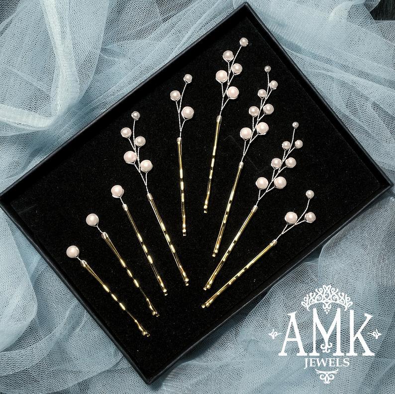 Свадьба - Set of hair pins, bridal bobby pins
