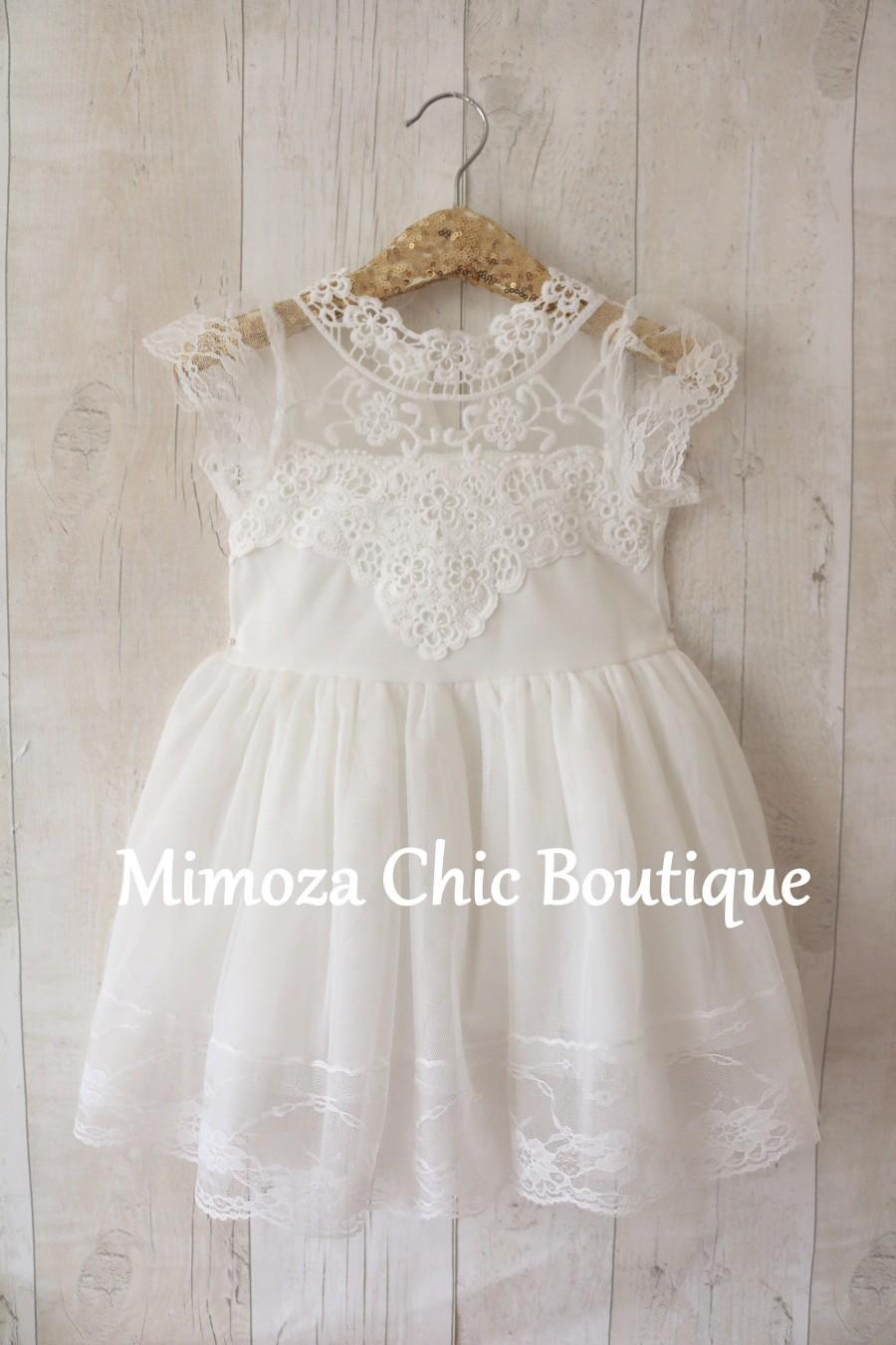 زفاف - White Lace Dress, White baby girl birthday dress, infant girl dress, 1st birthday dress, White baby flower girl dress