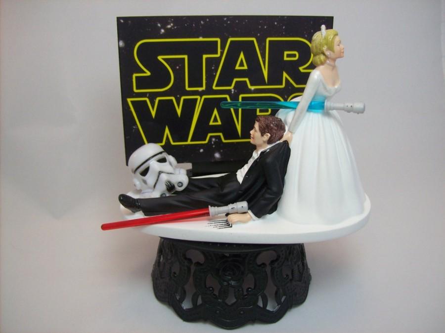زفاف - Star Wars Stormtrooper Bride and Groom Funny Wedding Cake Topper Jedi Sith Lightsaber Awesome Groom's Cake