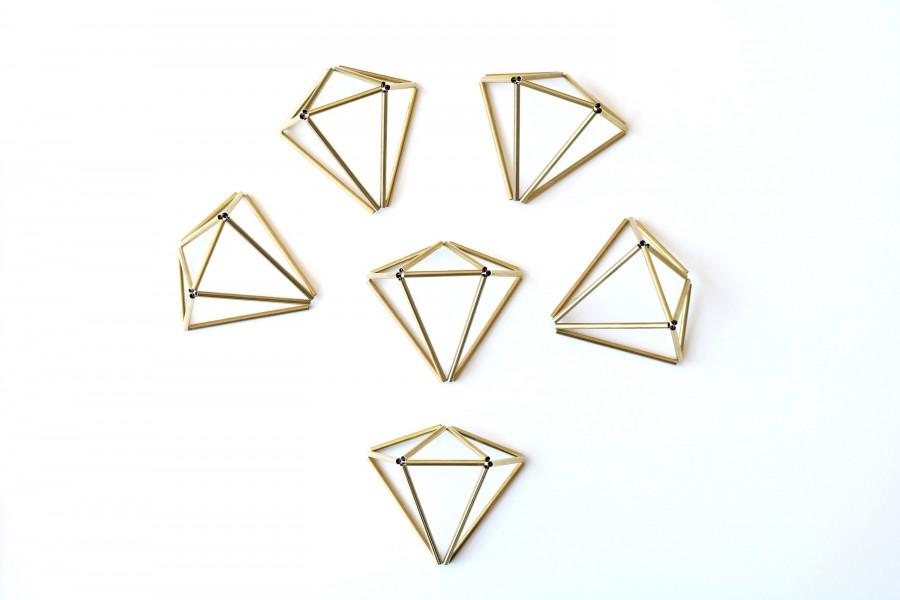 Свадьба - 50 Gold Tone Little Diamonds, 50 Gold Tone Minimalist Himmeli Diamond Shape Ornaments, Table Centerpieces