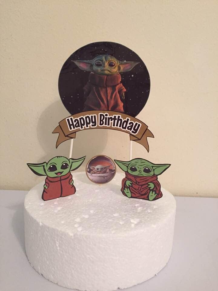 Mariage - Baby Yoda Cake Topper,  Baby Alien Cake Topper