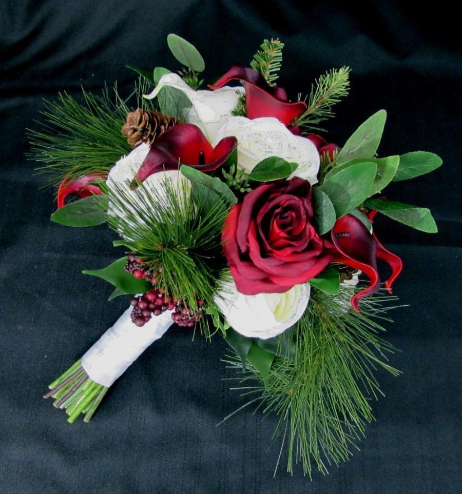 Wedding - Christmas Red and White Bridal Bouquet
