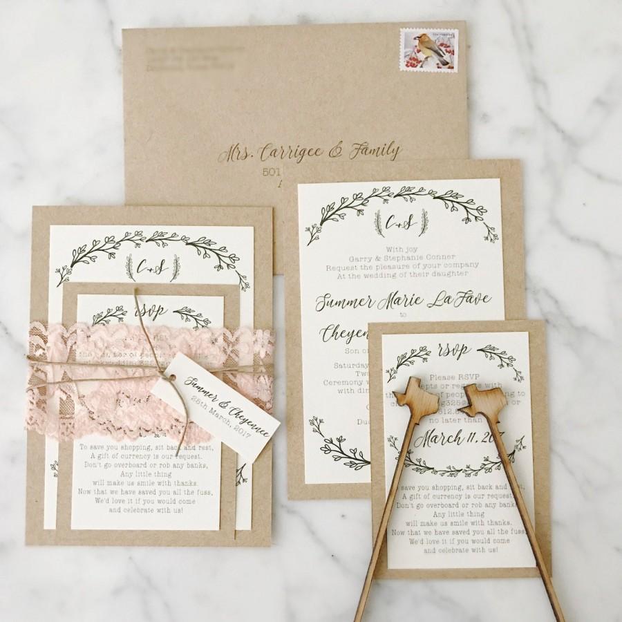 Wedding - Lace romantic rustic wedding invitation