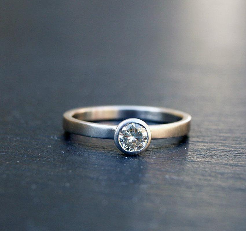 زفاف - 0.50ct Forever One moissanite engagement ring, half carat solitaire ring