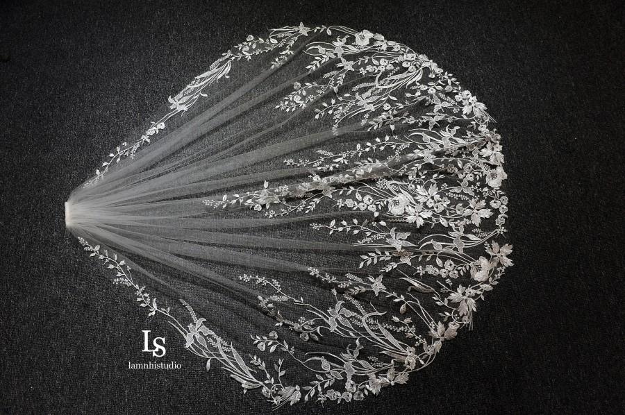 زفاف - LS74/laceveil /fingertip  veil/1 tier veil/ custom veil