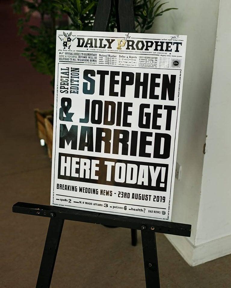 زفاف - A3 Harry Potter Daily Prophet Wedding Welcome Sign