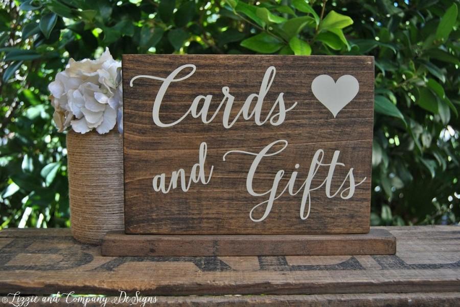 Mariage - Cards and Gifts Sign, Cards Signs, Gift Table Sign, Wedding Sign, Sweetheart Table Decor, Rustic Wedding Sign, Gifts Sign, 10 X 7