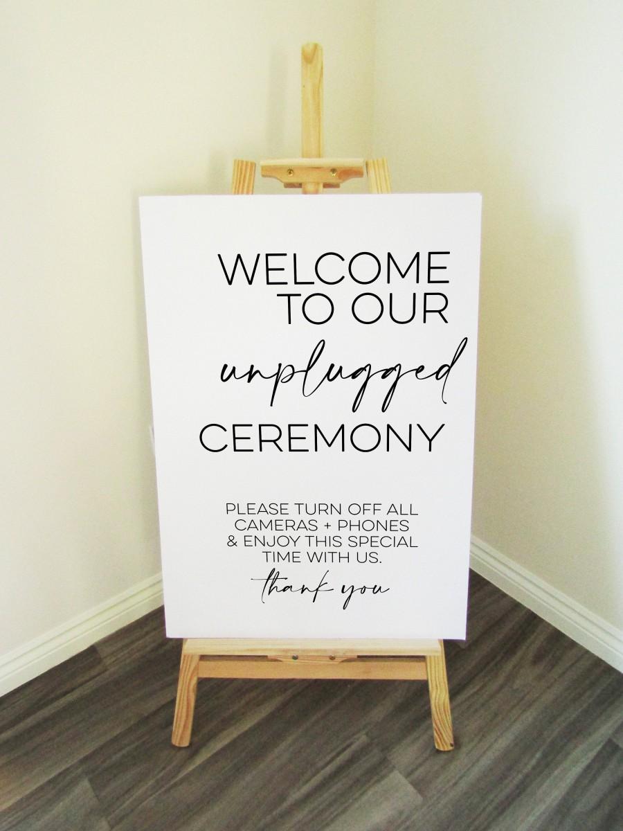 Свадьба - Vinyl Decal Unplugged Ceremony Minimal Wedding Welcome Sign // A3/A2 // DIY Ceremony Signage