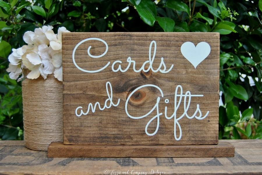 Mariage - Cards Signs, Cards and Gifts Sign, Gift Table Sign, Wedding Sign, Sweetheart Table Decor, Rustic Wedding Sign, Gifts Sign, 10 X 7
