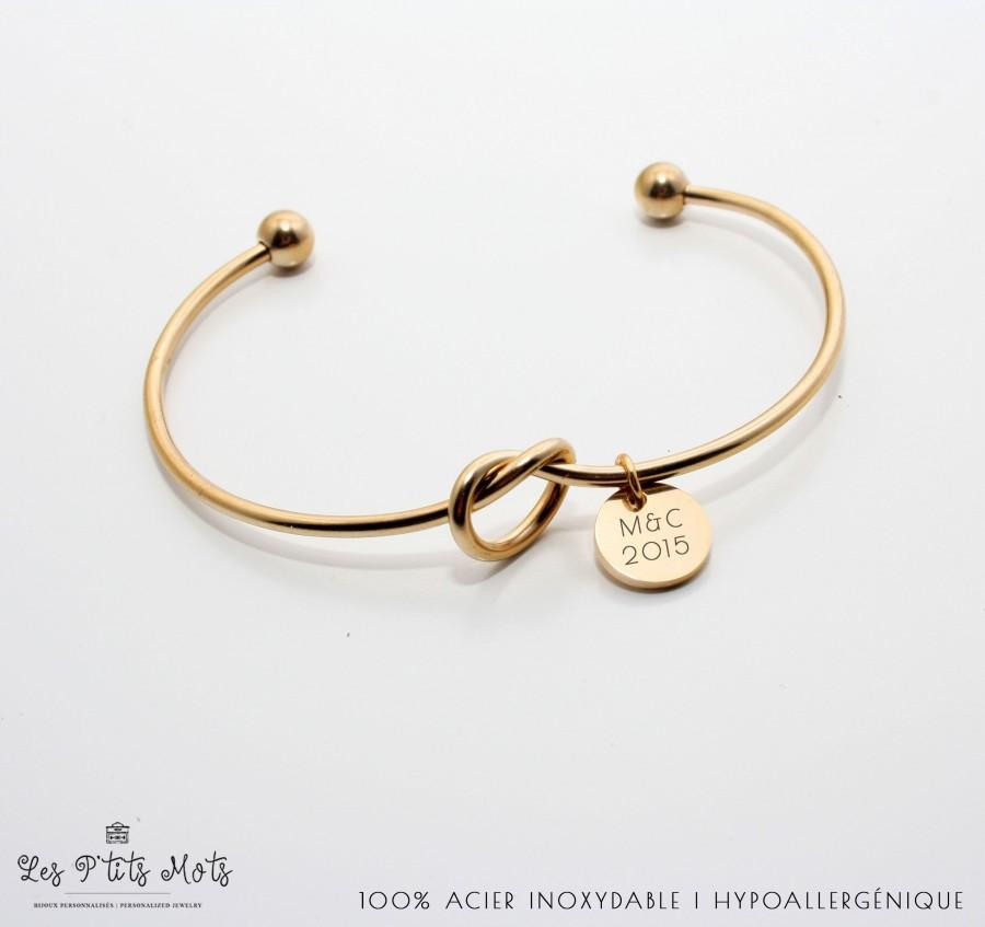 زفاف - Jonc bracelet, Personalized bracelet, Knot Bracelet, Customizable Jewelry, Friendship Bracelet, Mom Bracelet