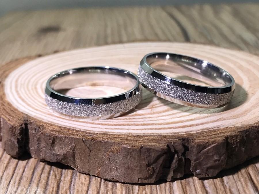 Mariage - Hers and Hers Handmade rings, Couple Rings Set, Titanium Rings Set, Anniversary Rings Set