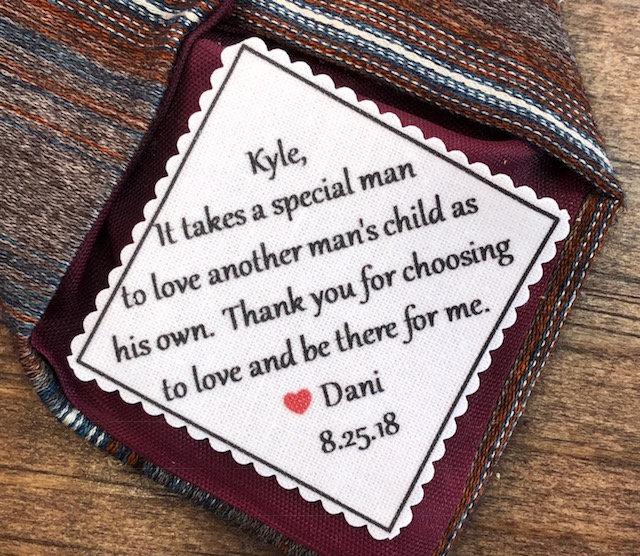 Wedding - TIE PATCH for Step Dad - Sew On or Iron On, 2" or 2.5" Wide Patch, It Takes a Special Man to Love Another Man's Child As His Own