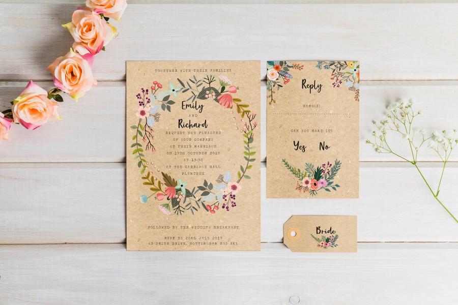Свадьба - Floral Wedding Invitation 