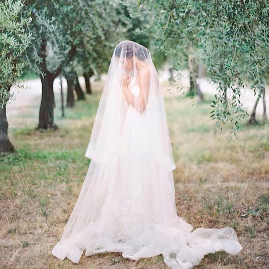 Mariage - Vintage-inspired  Drop Veil Soft Church Veil Bridal Wedding Veil