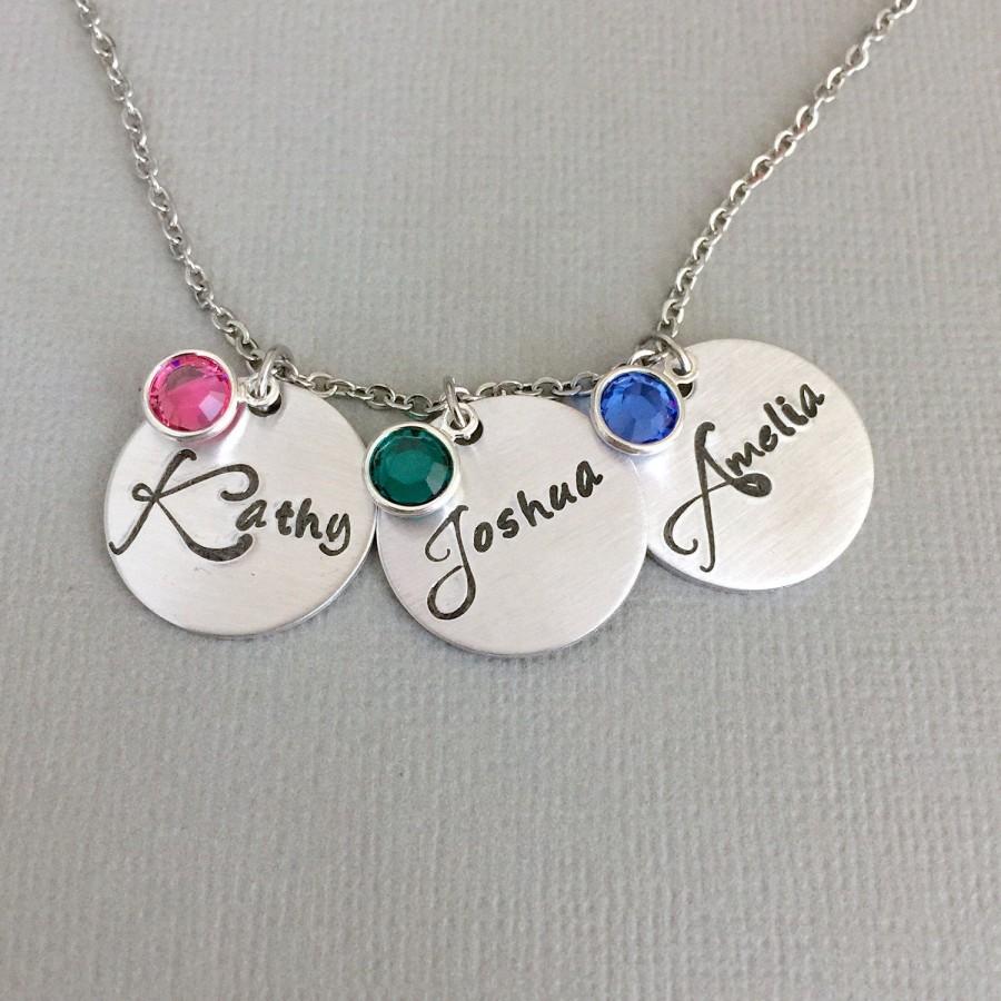 Свадьба - Birthstone Name Necklace, Family Necklace, Mother Necklace, Grandma Necklace, Birthday Gift, Mother's Day, Anniversary Gift, Gift To Mom