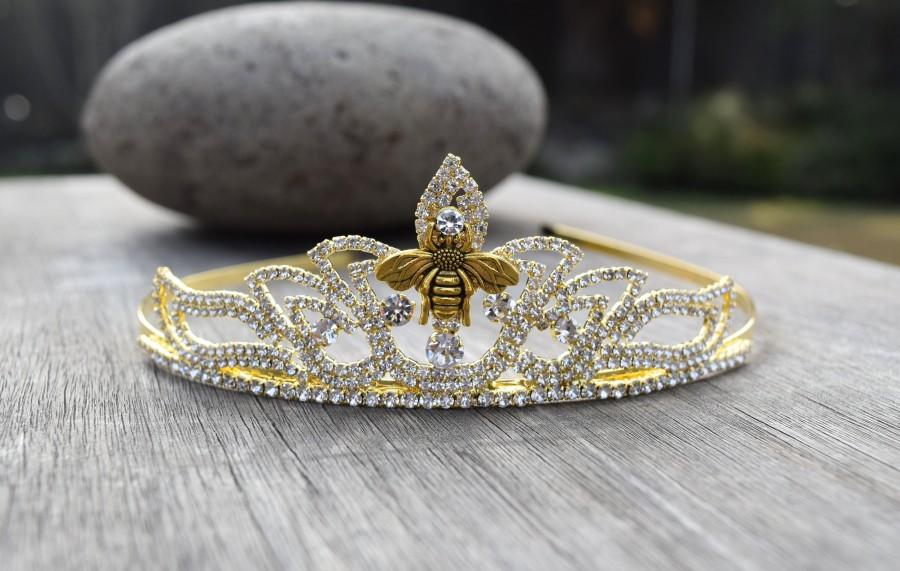 Hochzeit - The Queen Bee Tiara, Gold Bumblebee Crown Headband, Gift for Best Friend, Bride, Diva, Mom, Bee Lover, Beekeeper, Honey Bee Hair Jewelry