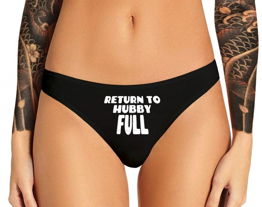 Hochzeit - Return To Hubby Full Panties Hotwife Sexy Slutty Funny Cuckold BBC Cumslut Bachelorette Party Bridal Gift Panty Womens Thong Panties