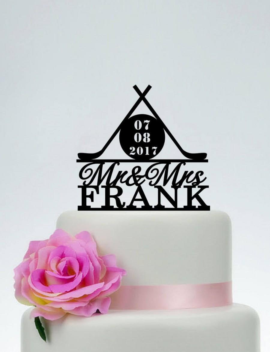 Hochzeit - Custom Hockey Cake Topper,Mr and Mrs Wedding Cake Topper, Hockey Theme Wedding, Hockey Fan Wedding, Hockey party Cake Topper C205