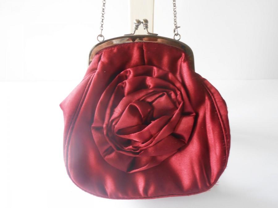زفاف - Vintage Red Evening Bag, Gorgeous Red Taffeta Bag, Evening Wear,  EB-0246