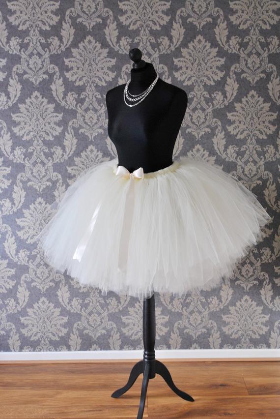 Hochzeit - Ivory adult tutu skirt, bridesmaid tutu, wedding tutu, tulle skirt, white black pink tutu, teen tutu skirt, flower girl tutu, women tutu