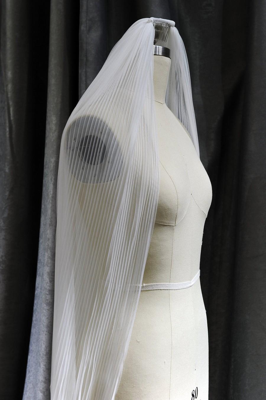 Wedding - Ls78 /Pleated tulle veil / bridal veil / wedding veil / textured veil/Waltz veil/custom veil