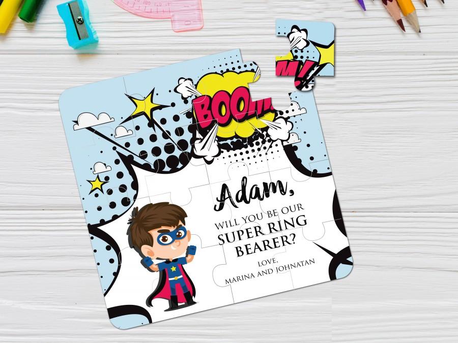 Hochzeit - Superhero Funny Ring Bearer Proposal Puzzle Will You Be Our Super Ring Bearer Be Our Page Boy Cute Gift Cartoon Ring Bearer Gift Puzzle