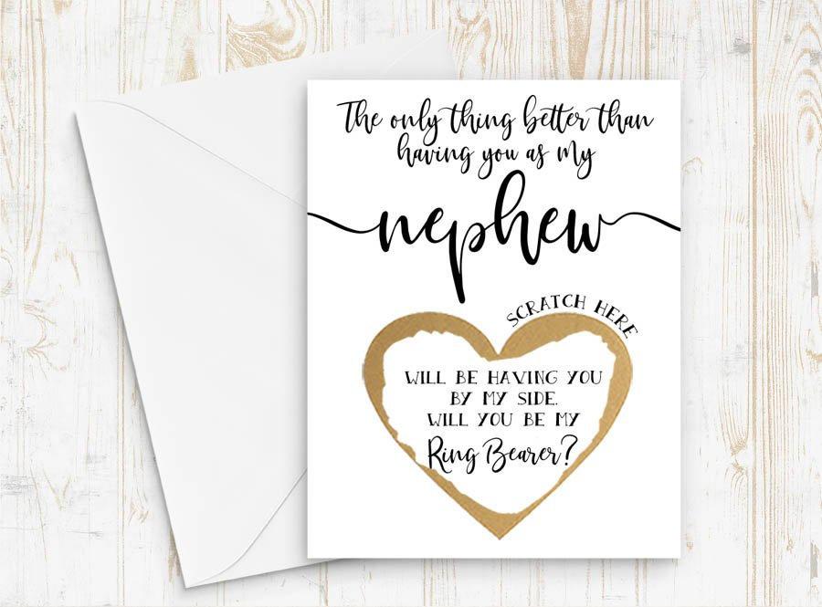 Hochzeit - Ring Bearer Proposal for Nephew - Scratch off ring bearer card - Only thing better than having you as my nephew card