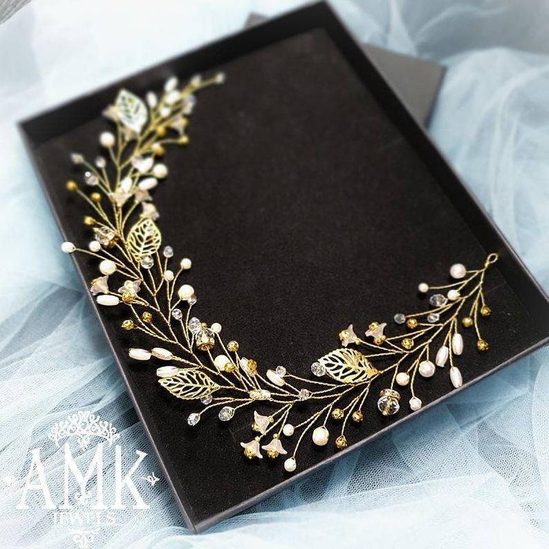 Mariage - Golden wedding wreath, golden wreath for wedding, rose gold wreath, golden wreath, wedding wreath, bridal wreath, golden bridal wreath