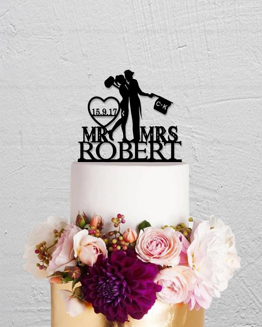 Свадьба - Wedding Cake Topper,Joker and Harley Quinn Cake Topper,Mr And Mrs Cake Topper,Custom Cake  Topper,Last Name Topper,Personalized Initials