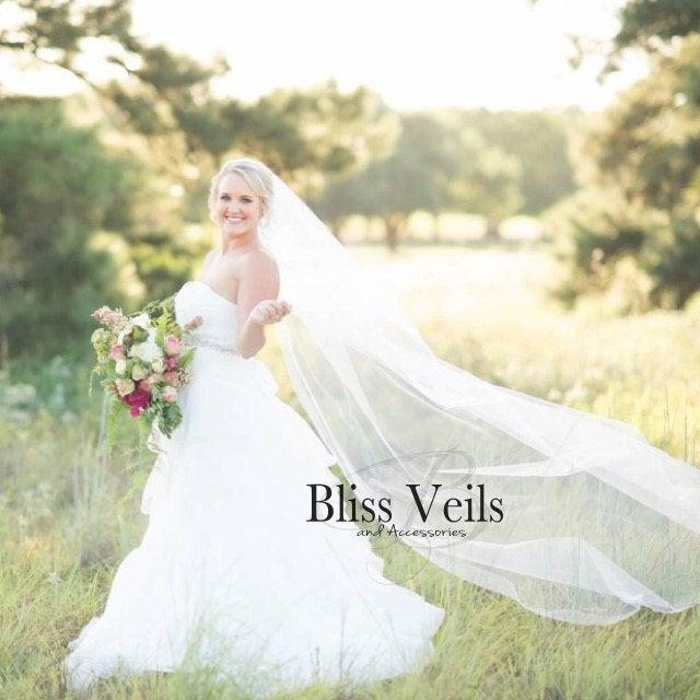 Wedding - Chapel Wedding Veil - Simple One Layer Veil with Pencil Edge - Available in 9 Lengths & 10 Colors, Fast Shipping!