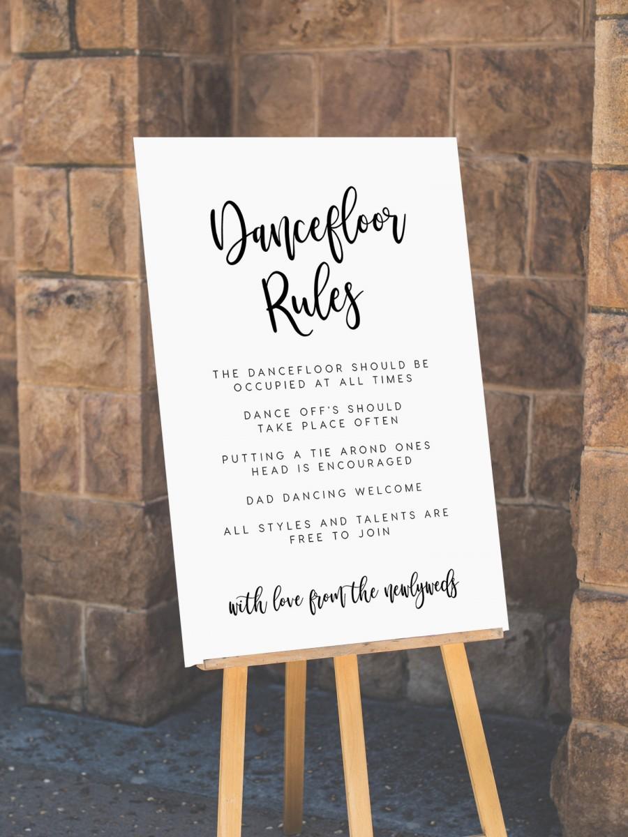 Wedding - Dancefloor Rules Sign INSTANT DOWNLOAD Dance Floor Rules Sign, Dancing Sign, Wedding Reception Signage, Welcome Sign, Reception, 24x36