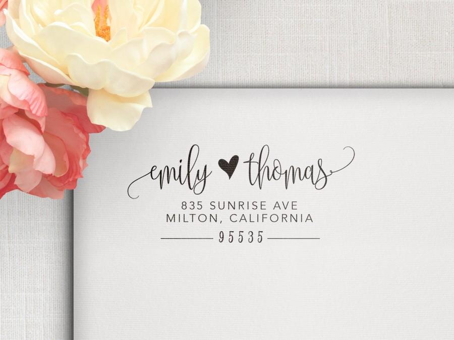 Wedding - Wedding Address Stamp - Custom Self Inking - Calligraphy Invitation Couples Address Stamper - Self Ink or Rubber on Wood - Ships Out 1 Day!