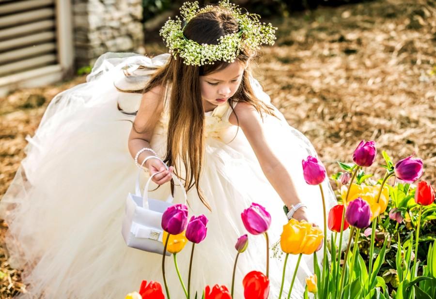 Wedding - Ivory Flower Girl Dress/Ivory Flower Girl Tutu Dress/Ivory Tutu Dress/Toddler Tutu Dress/Birthday Tutu Dress/Princess Tutu Dress/Long Dress