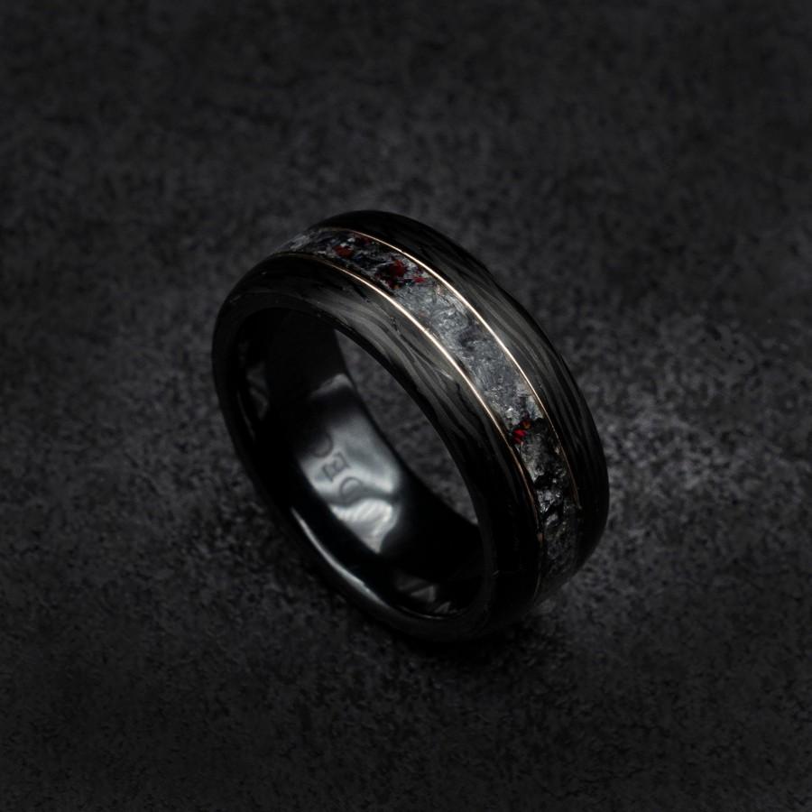 زفاف - moonstone engagement ring, Set,  rainbow moonstone ring, Carbon Fiber Ring, black ring, mens ring, mens rose gold tungsten ring, Black opal.